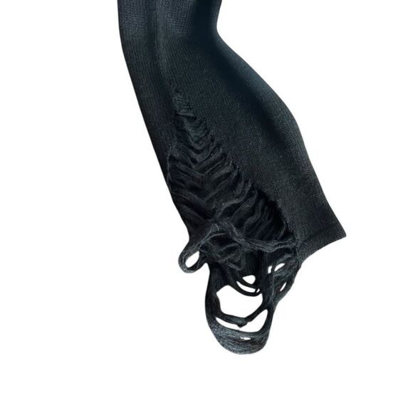 Dolls kill dead wrong skull M/L distressed knit long sleeve black sweater  - Picture 7 of 8